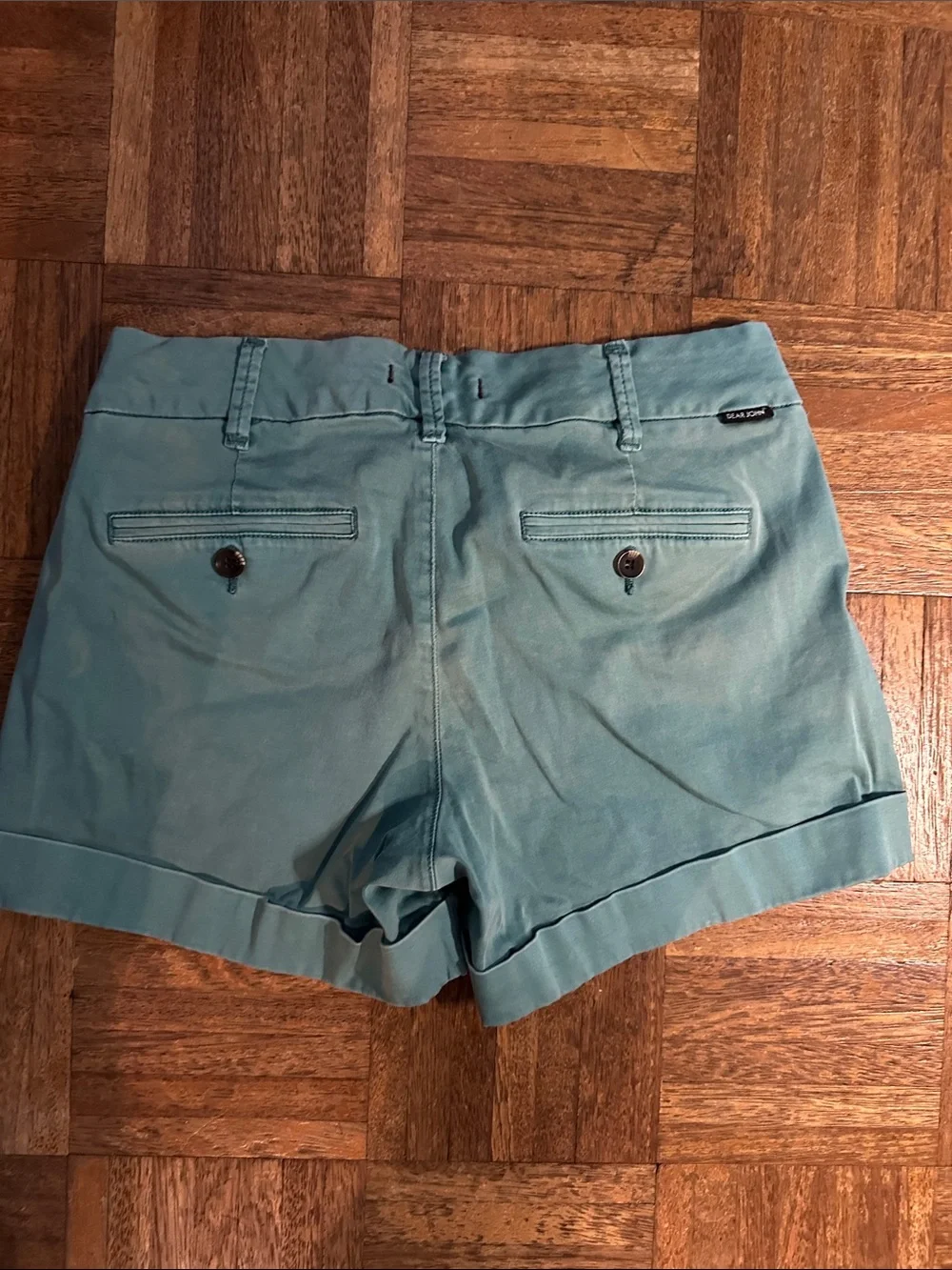 Dear John Teal Blue Green Cuffed Chino Shorts Size 27